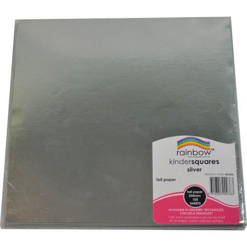 RAINBOW FOIL PAPER SQUARES 85GSM Single Sided 125mm SILVER, P100