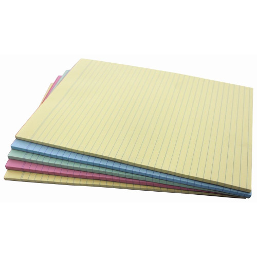 A4 50 SHEET PREMIUM BOND PAD RULED 2 SIDES - MIXED COLOURS PK5