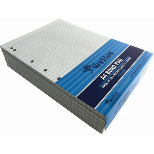 A4 100 SHEET BOND OFFICE PAD RULED + 7 HOLES