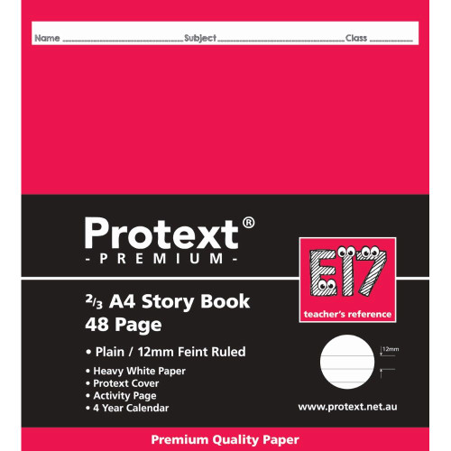 A4 STORY BOOK 1/2 Plain 1/2 Ruled 12MM 48PG + MARGIN E17 210X190MM