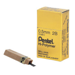 Pentel 100C Hi-Polymer Lead Refill 0.5mm 2B Grade Tube of 12, Each
