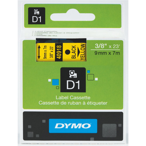 DYMO D1 9mm X 7M BLACK ON YELLOW TAPE SD40918
