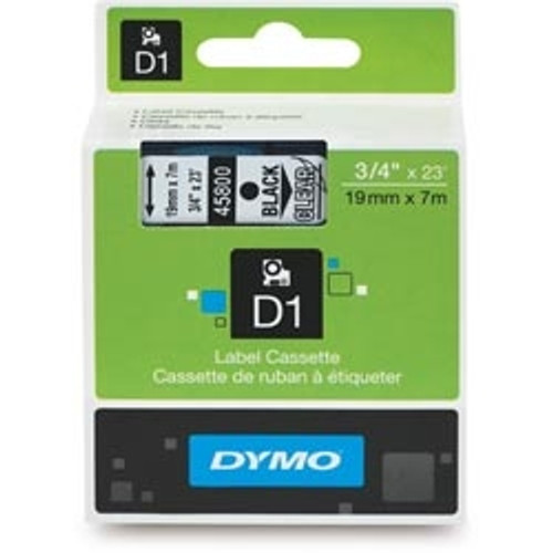 DYMO D1 LABELLING TAPE CASSETTES 19mmx7m-Black on Clear Tape