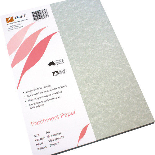 Quill Parchment Paper 90gsm A4 - Gunmetal, Pack of 100 (06275)