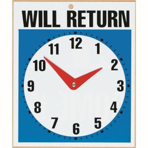 HEADLINE CLOCK SIGN 190X230mm Will Return P9382