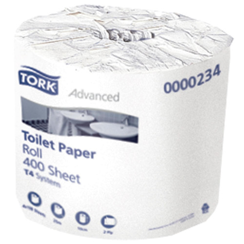 Tork T4 2 Ply Advanced Soft Individually Wrapped Toilet Roll 400 Sheets, Carton of 48 *** Alternative: JSH-0000235 ***