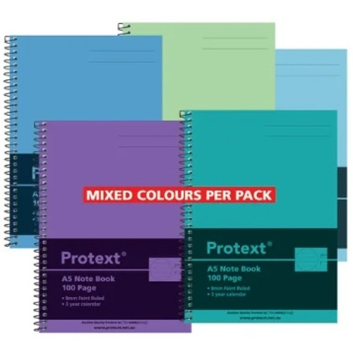 PROTEXT A5 100PG PP NOTE BOOK ASSORTED COLOURS 205X147MM