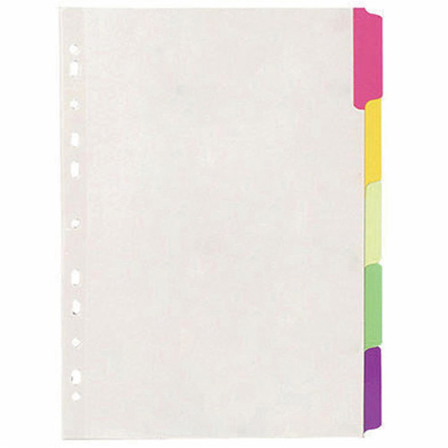 BIBBULMUN REINFORCED DIVIDER A4 5 Tab Assorted