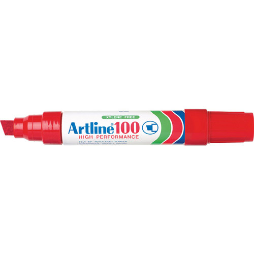 ARTLINE 100 PERMANENT MARKERS Large Chisel Red Bx6