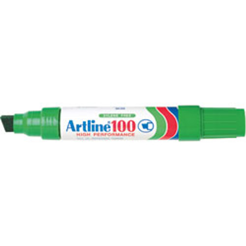 ARTLINE 100 PERMANENT MARKERS Large Chisel Green Bx6