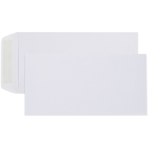 CUMBERLAND POCKET ENVELOPES WHITE CARTRIDGE 220x110mm Zip Seal DL (Non-Cartridge) (Box of 500)