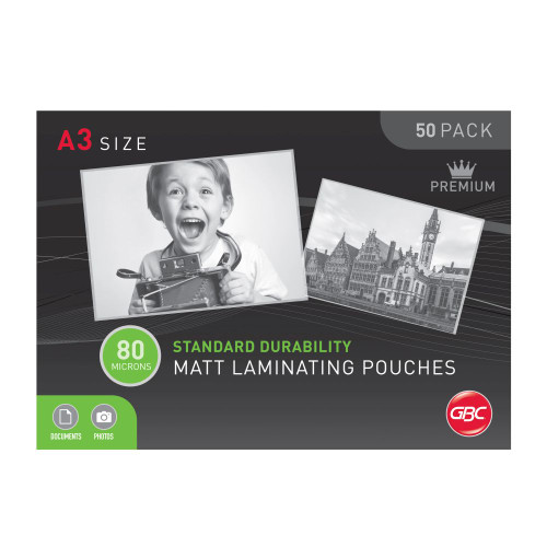 GBC IBICO LAMINATING POUCHES A3 80mic Matt Pack 50