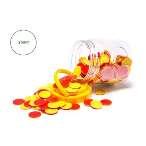 RED AND YELLOW COUNTERS JAR OF 200