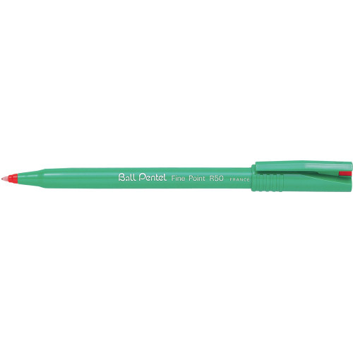 Pentel R50 Rollerball Pen 0.8mm Medium Nib Red, Each