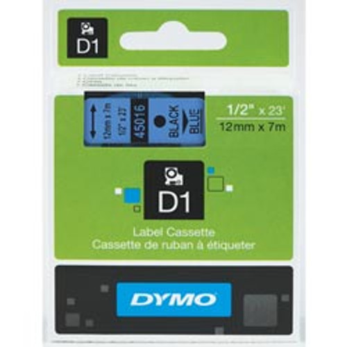 DYMO D1 LABELLING TAPE CASSETTES 12mmx7m Black on Green Tape