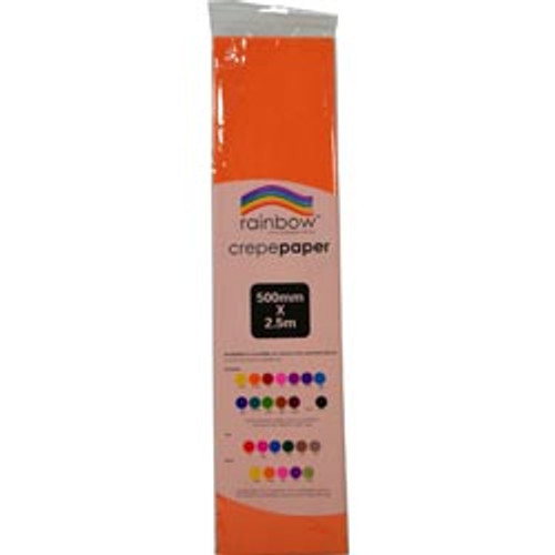 RAINBOW CREPE PAPER 500mmx2.5m Orange, Pk12