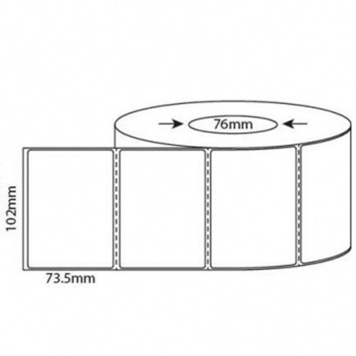 THERMAL DIRECT LABELS 102mm x 74mm 2000 Labels Per Roll, Ctn4 Rolls 76mm core