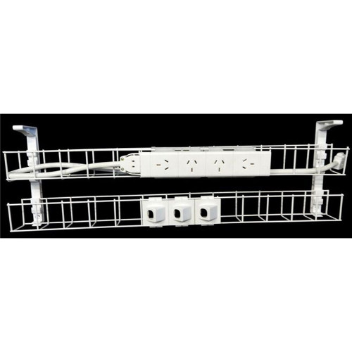 RAPID CABLE MANAGEMENT Dual Basket 1250mm 4GPO +3Data 2m Interconnecting Lead