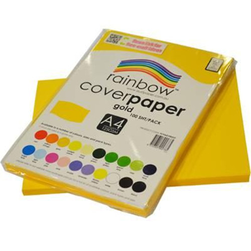 RAINBOW COVER PAPER 125GSM A4 GOLD (Pack of 100)