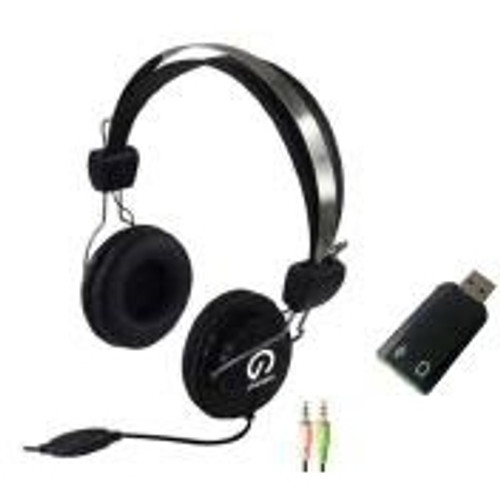 Shintaro Light Weight Headset with Microphone plus USB Audio Adapter with 3.5mm Headphone and Microphone Jack