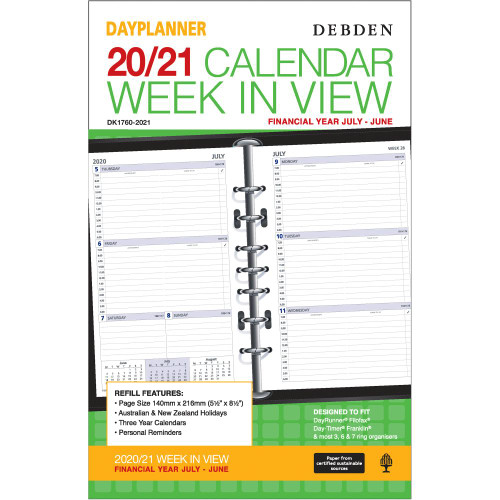 DEBDEN FINANCIAL YEAR DESK DAYPLANNER REFILL Weekly (2026-2027)