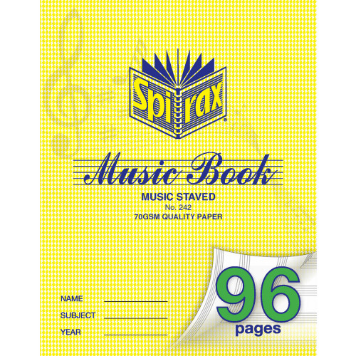 SPIRAX 242 MUSIC BOOK 225X175 96PG 70gsm