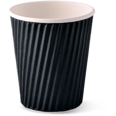RIPPLE-WRAP HOT CUP 240ml (8oz) Black Carton of 1000 (R873S0029)