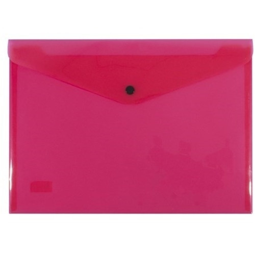 Bantex Transparent Document Wallet PP A4 Button Closure - Red (34040)