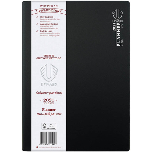 DIARY UPWARD DIARY - 9751 - A4 - PVC - MONTH TO OPENING - WIRE - STITCHED (Discontinued)