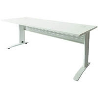 RAPID SPAN DESK Natural White Top with White Satin Frame 1800MM (W) X 700MM (D) X 730MM (H) With 2 x 80mm diameter cable entry hole