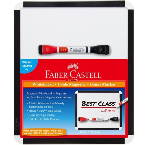 Faber-Castell Dry Erase Whiteboard + Red/Black Bi-Colour Marker Set