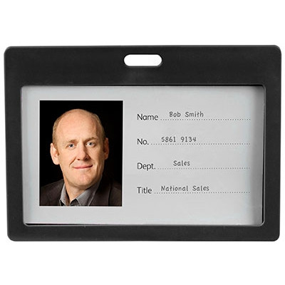 REXEL ID COLOURED PLASTIC CARD HOLDER LANDSCAPE 6PK BLACK