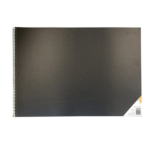 Quill Visual Art Diary PP Short Bound 110gsm A2 120 Pages - Black (SWVA2)