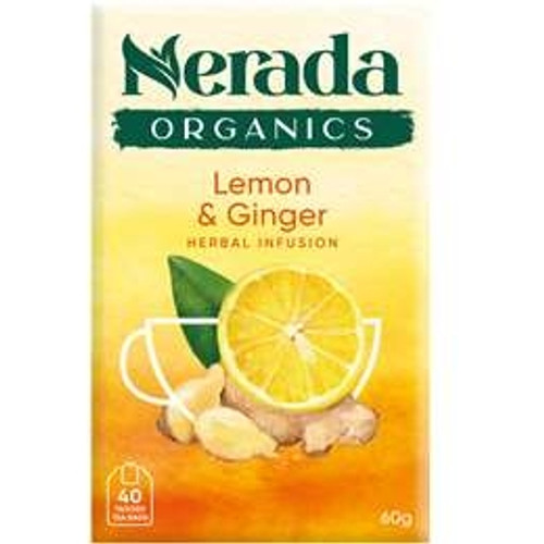 Nerada Lemon & Ginger Organic Herbal Infusion Tea Cup Bags 60g, Pack of 40 Bags
