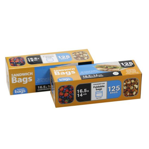 Foldable Sandwich Bags 16.5 x 14cm (Pack of 125) BPA Free BC0033