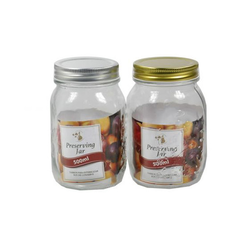 Glass Preserving Jar With Lid 500ml (14cm) Assorted KS0189