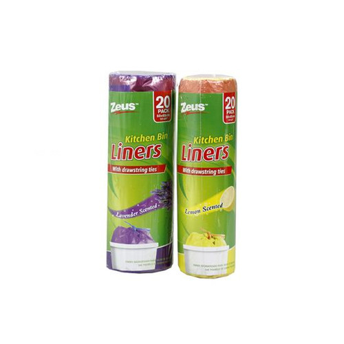 Zeus Scented Bin Liners 50 x 65cm (Pack of 20) Assorted: Lavender/Lemon