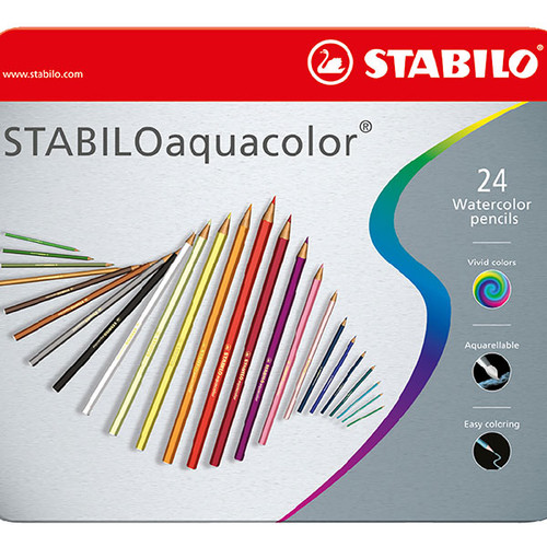 STABILO AQUACOLOUR WATERCOLOUR PENCILS PACK 24 ASSORTED