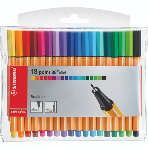 STABILO POINT 88 MINI FINELINER ASSORTED WALLET 18