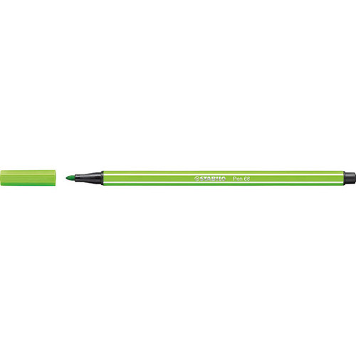 STABILO PEN 68 FIBRE TIP PEN LIGHT GREEN (BX10)