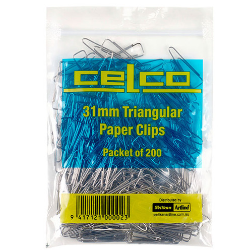 CELCO PAPER CLIP 31MM TRIANGLE PK200