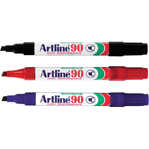 ARTLINE 90 PERMANENT MARKER 5MM CHISEL NIB ASTD 3PK
