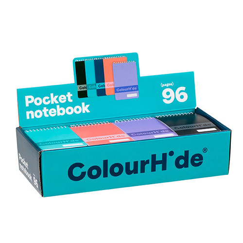 COLOURHIDE POCKET NOTEBOOK 96PG ASSORTED DISPLAY UNIT AQUA (EACH)