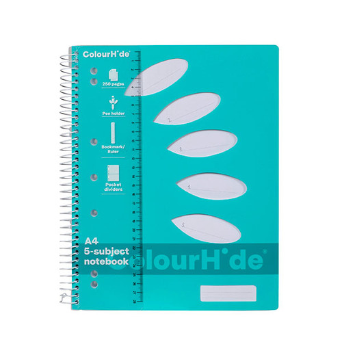 COLOURHIDE SUBJECT BOOK A4 250PG AQUA