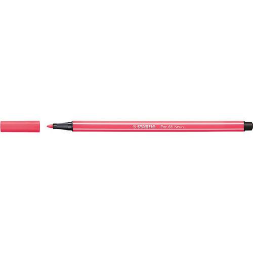 STABILO PEN 68 FIBRE TIP PEN FLURO RED (BX10)