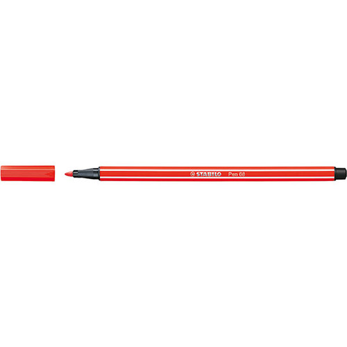 STABILO PEN 68 FIBRE TIP PEN LIGHT RED (BX10)