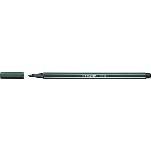 STABILO PEN 68 FIBRE TIP PEN EARTH GREEN (BX10)