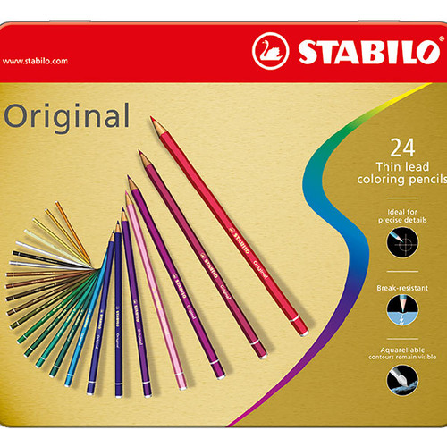 STABILO ORIGINAL COLOUR PENCIL METAL TIN 24