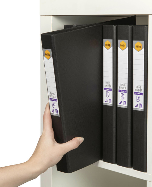 MARBIG RING BINDER A4 25MM 2D PE BLACK