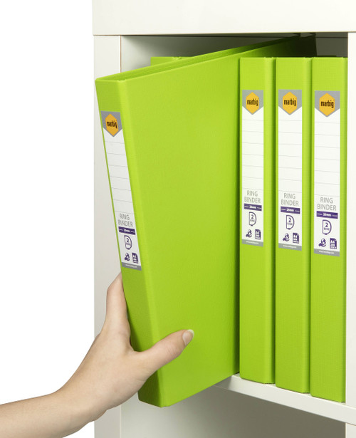 MARBIG RING BINDER A4 25MM 2D PE LIME